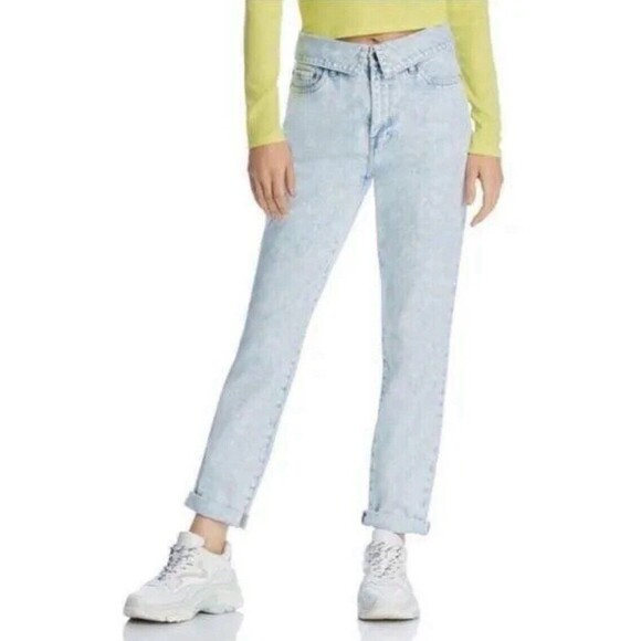 Pistola Fold-Over Relaxed Straight Leg Light Wash Jeans Size 29 - Picture 1 of 11